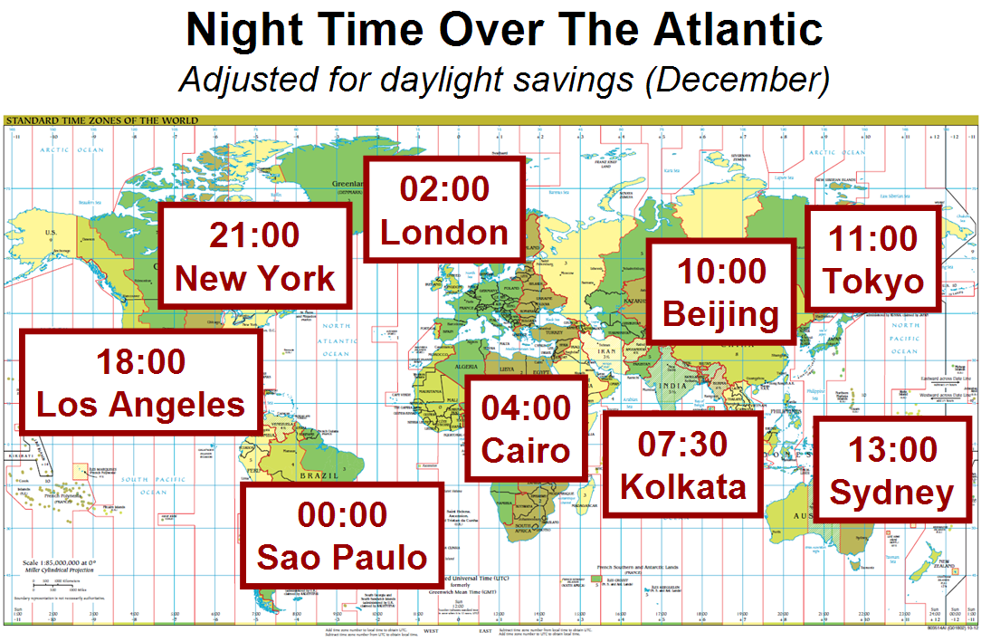 Atlantic Ocean Time Zone Map 